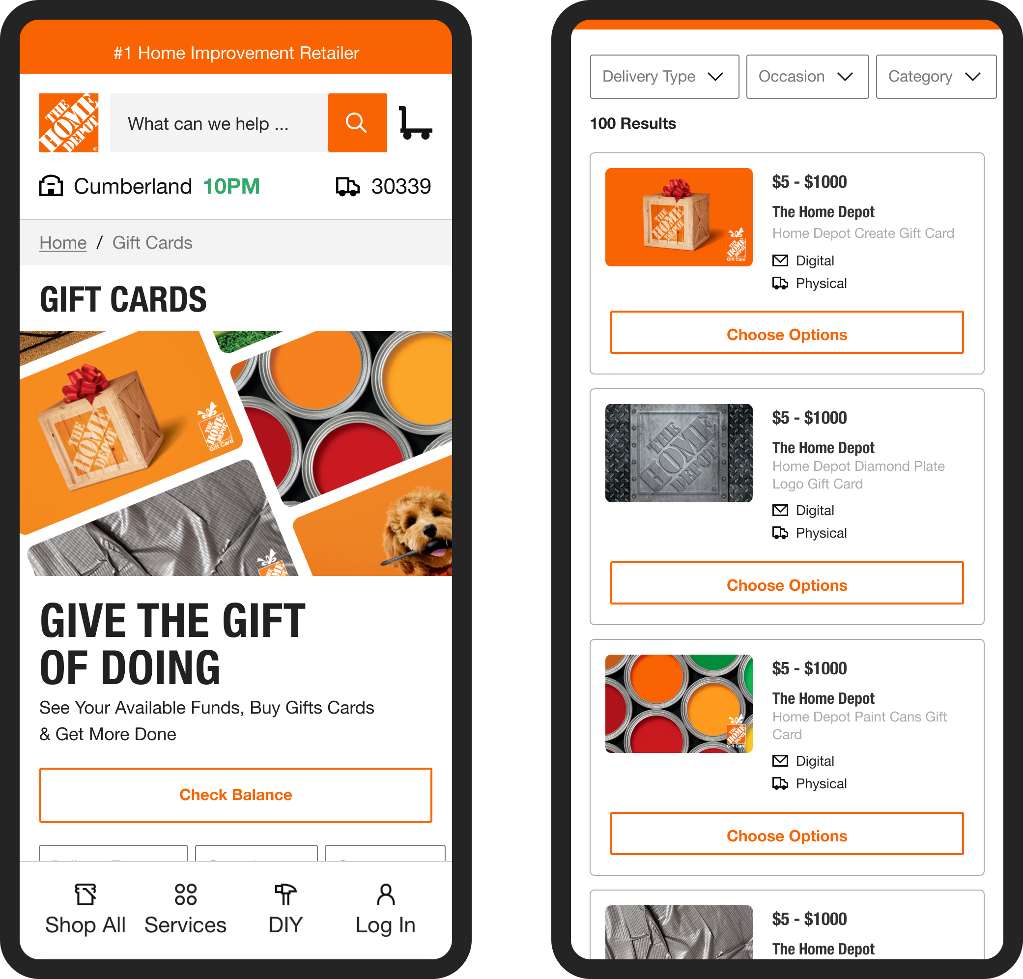 Final gift card experience